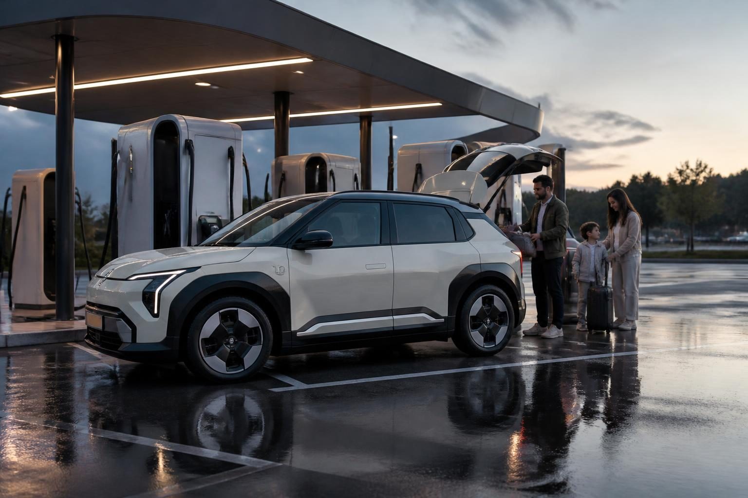 Kia EV3 incelemesi için aile bagajını değerlendiren kompakt elektrikli SUV